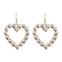 1 Pair Vacation Simple Style Classic Style Heart Shape Hollow Out Inlay Alloy Glass Gold Plated Drop Earrings main image 5
