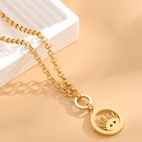 304 Stainless Steel 18K Gold Plated Simple Style Plating Inlay Devil's Eye Rhinestones Pendant Necklace main image 7