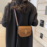 Women's Pu Leather Solid Color Vintage Style Classic Style Sewing Thread Metal Button Square Flip Cover Shoulder Bag sku image 3