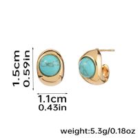 1 Pair Vintage Style Round Plating Inlay Copper Turquoise Tiger Eye Shell Ear Studs sku image 3