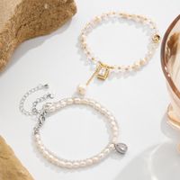 Süßwasserperle Kupfer Elegant Einfacher Stil Quadrat Wassertropfen Perlen Überzug Inlay Zirkon Armbänder main image 4
