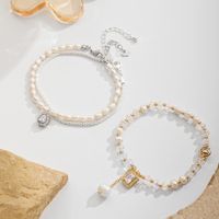 Süßwasserperle Kupfer Elegant Einfacher Stil Quadrat Wassertropfen Perlen Überzug Inlay Zirkon Armbänder main image 3