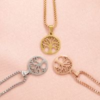Stainless Steel 18K Gold Plated Casual Simple Style Life Tree None Pendant Necklace main image 3