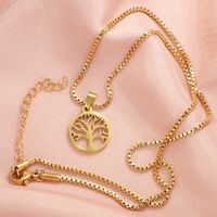 Stainless Steel 18K Gold Plated Casual Simple Style Life Tree None Pendant Necklace main image 4