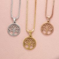 Stainless Steel 18K Gold Plated Casual Simple Style Life Tree None Pendant Necklace main image 5