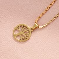 Stainless Steel 18K Gold Plated Casual Simple Style Life Tree None Pendant Necklace sku image 2