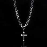 Hip-Hop Modern Style Cool Style Cross 304 Stainless Steel Polishing Inlay Rhinestones Men's Pendant Necklace main image 1