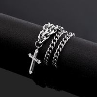 Hip-Hop Modern Style Cool Style Cross 304 Stainless Steel Polishing Inlay Rhinestones Men's Pendant Necklace main image 6