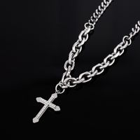 Hip-Hop Modern Style Cool Style Cross 304 Stainless Steel Polishing Inlay Rhinestones Men's Pendant Necklace main image 3