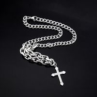 Hip-Hop Modern Style Cool Style Cross 304 Stainless Steel Polishing Inlay Rhinestones Men's Pendant Necklace main image 4