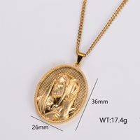 Stainless Steel 18K Gold Plated Vintage Style Oval Pendant Necklace sku image 4