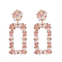 1 Pair Exaggerated Luxurious Flower Rectangle Inlay Alloy Rhinestones Glass Drop Earrings main image 5