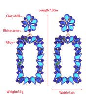 1 Pair Exaggerated Luxurious Flower Rectangle Inlay Alloy Rhinestones Glass Drop Earrings main image 2