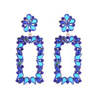 1 Pair Exaggerated Luxurious Flower Rectangle Inlay Alloy Rhinestones Glass Drop Earrings sku image 2