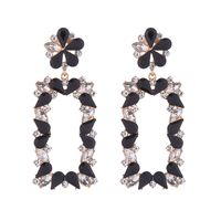 1 Pair Exaggerated Luxurious Flower Rectangle Inlay Alloy Rhinestones Glass Drop Earrings sku image 3