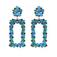 1 Pair Exaggerated Luxurious Flower Rectangle Inlay Alloy Rhinestones Glass Drop Earrings sku image 6