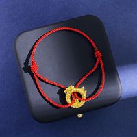 Chinoiserie Dragon Rope Copper Unisex Drawstring Bracelets sku image 1