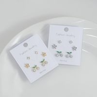 1 Set Ig Style Simple Style Round Cherry Flower Plating Inlay Copper Zircon Ear Studs main image 1