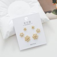 1 Set Sweet Flower Plating Inlay Copper Zircon Ear Studs main image 6