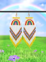 1 Pair Bohemian Pastoral Rainbow Beaded Handmade Seed Bead Ear Hook main image 1