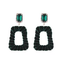 1 Pair Elegant Exaggerated Square Hollow Out Inlay Alloy Flannel Glass Drop Earrings main image 5