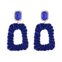 1 Pair Elegant Exaggerated Square Hollow Out Inlay Alloy Flannel Glass Drop Earrings main image 6