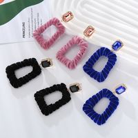 1 Pair Elegant Exaggerated Square Hollow Out Inlay Alloy Flannel Glass Drop Earrings main image 3