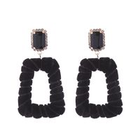 1 Pair Elegant Exaggerated Square Hollow Out Inlay Alloy Flannel Glass Drop Earrings sku image 1