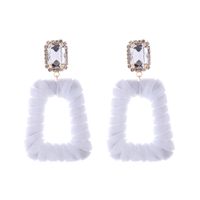 1 Pair Elegant Exaggerated Square Hollow Out Inlay Alloy Flannel Glass Drop Earrings sku image 2