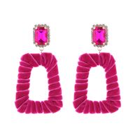1 Pair Elegant Exaggerated Square Hollow Out Inlay Alloy Flannel Glass Drop Earrings sku image 3