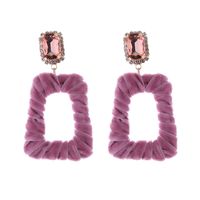 1 Pair Elegant Exaggerated Square Hollow Out Inlay Alloy Flannel Glass Drop Earrings sku image 4