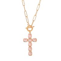 Elegant Simple Style Classic Style Cross Alloy Toggle Inlay Glass Women's Pendant Necklace main image 6