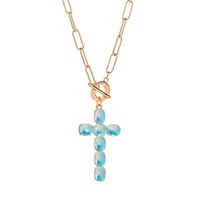 Elegant Simple Style Classic Style Cross Alloy Toggle Inlay Glass Women's Pendant Necklace main image 7