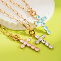 Elegant Simple Style Classic Style Cross Alloy Toggle Inlay Glass Women's Pendant Necklace main image 1