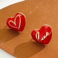 1 Pair Sweet Simple Style Letter Heart Shape Alloy Ear Studs main image 5