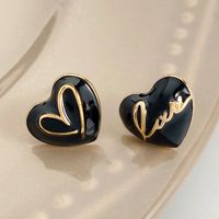 1 Pair Sweet Simple Style Letter Heart Shape Alloy Ear Studs main image 6