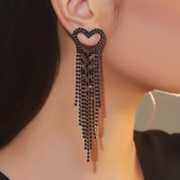 1 Pair Elegant Glam Tassel Inlay Alloy Rhinestones Drop Earrings main image 1