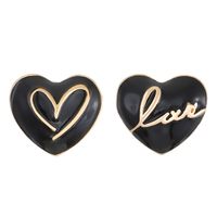 1 Pair Sweet Simple Style Letter Heart Shape Alloy Ear Studs sku image 1