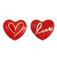 1 Pair Simple Style Classic Style Heart Shape Enamel Alloy Ear Studs main image 5