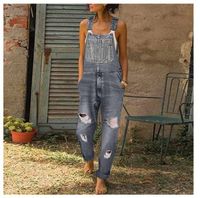 Hot Selling Simple Models Denim Overalls Washed And Worn Ladies Denim Casual Suspenders Trousers Wholesale Nihaojewelry sku image 10