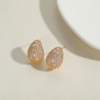 1 Pair Elegant Glam Water Droplets Plating Inlay Copper Zircon Earrings sku image 4