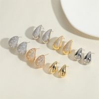 1 Pair Elegant Glam Water Droplets Plating Inlay Copper Zircon Earrings main image 4