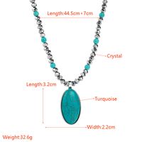 Vintage Style Ethnic Style Oval Artificial Crystal Alloy Beaded Plating Inlay Turquoise Women's Pendant Necklace main image 2