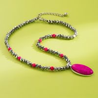 Vintage Style Ethnic Style Oval Artificial Crystal Alloy Beaded Plating Inlay Turquoise Women's Pendant Necklace main image 4