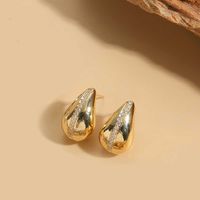 1 Pair Elegant Glam Water Droplets Plating Inlay Copper Zircon Earrings sku image 2