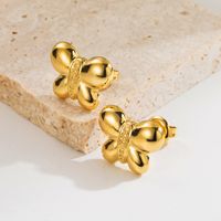 1 Pair Modern Style Simple Style Classic Style Bow Knot Plating Stainless Steel 14k Gold Plated Ear Studs main image 5