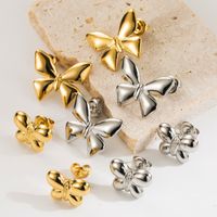 1 Pair Modern Style Simple Style Classic Style Bow Knot Plating Stainless Steel 14k Gold Plated Ear Studs main image 1