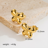 1 Pair Modern Style Simple Style Classic Style Bow Knot Plating Stainless Steel 14k Gold Plated Ear Studs sku image 4