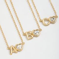 Vintage Style Simple Style Letter Heart Shape Alloy Plating Inlay Rhinestones Women's Pendant Necklace main image 1