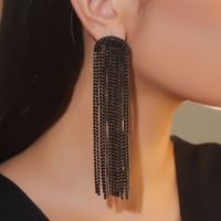 1 Pair Elegant Glam Tassel Inlay Alloy Rhinestones Drop Earrings sku image 3